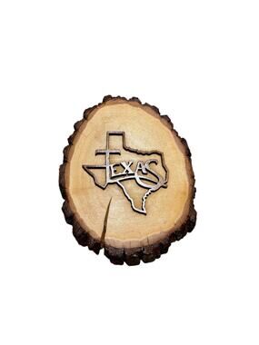 Handmade Rustic Wood Plaque Featuring a Texas Cutout 7"x10" New!